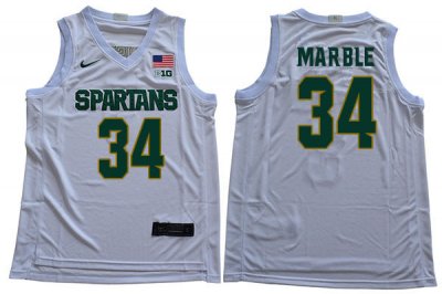 Men Julius Marble Michigan State Spartans #34 Nike NCAA 2020 White Authentic College Stitched Basketball Jersey AM50P05NX